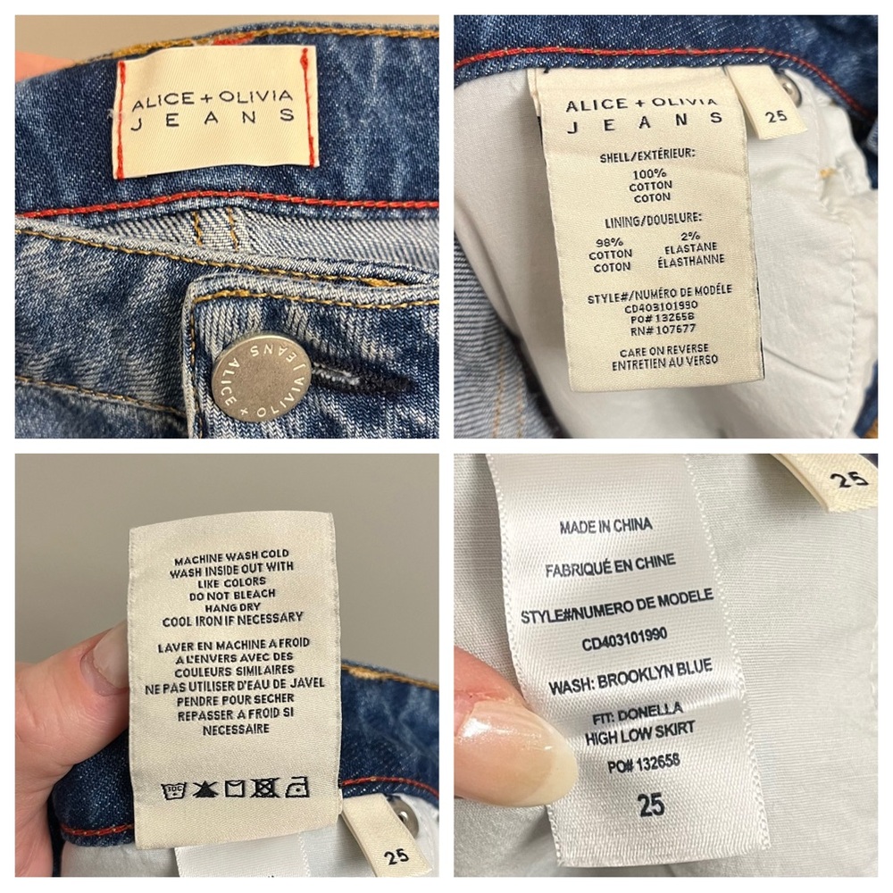 Alice + Olivia Jeans Donella High Low Denim Skirt Brooklyn Blue Size 25 - Picture 12 of 14